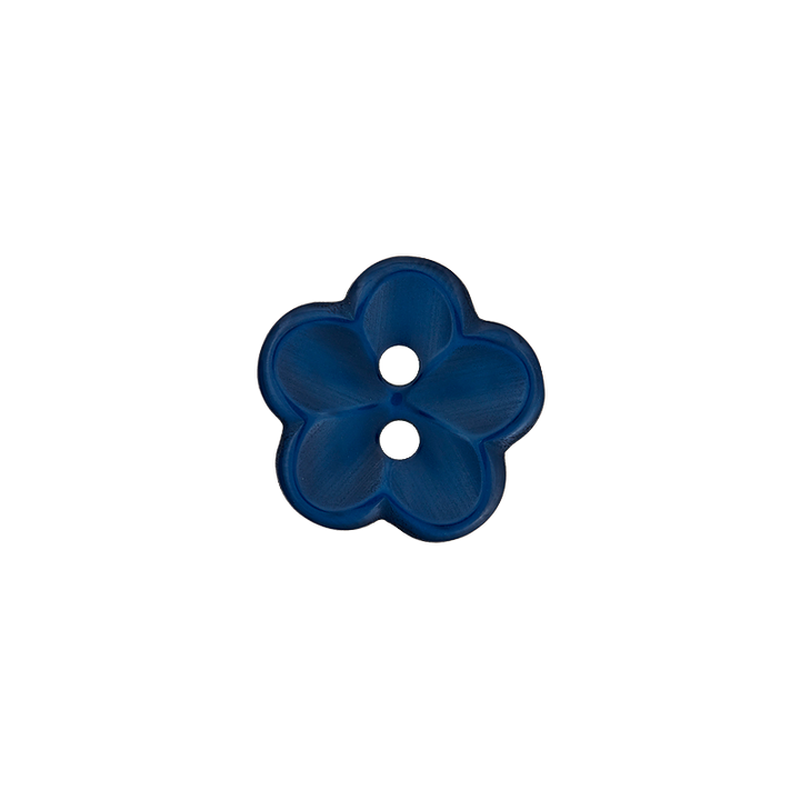 Polyesterknopf 2-Loch, Blume, 18mm, marine