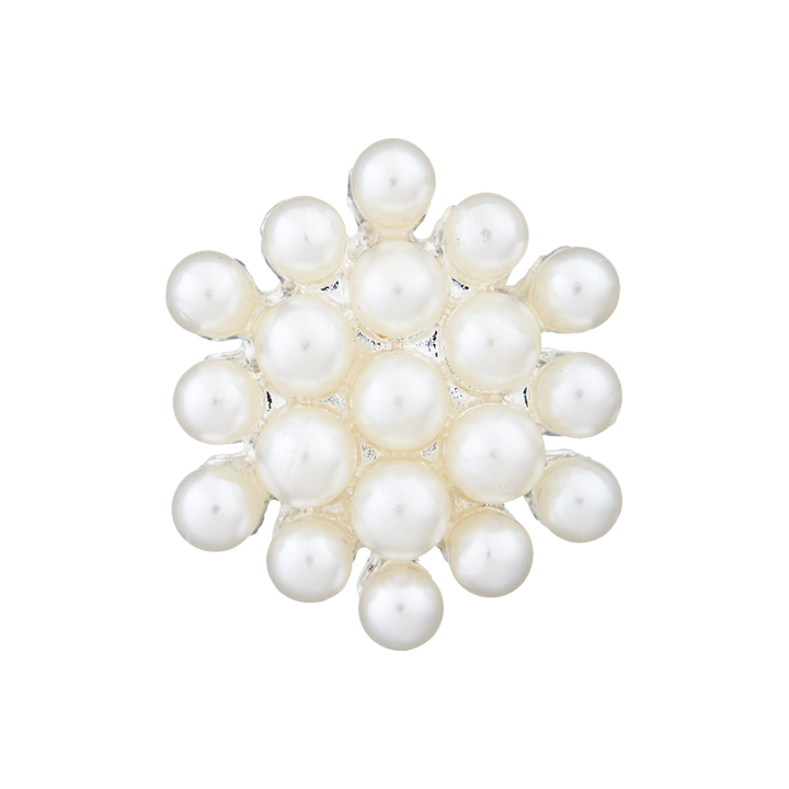 Metal/Polyester button shank, Pearl, white