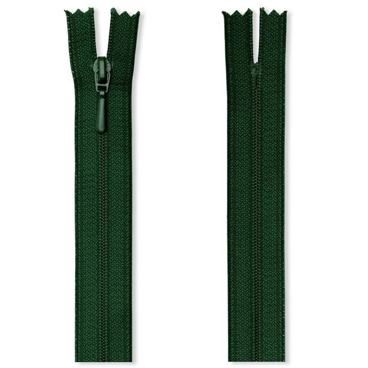 Zip fastener S2 in a film packaging (FLA), closed-end, 25cm, moss green
