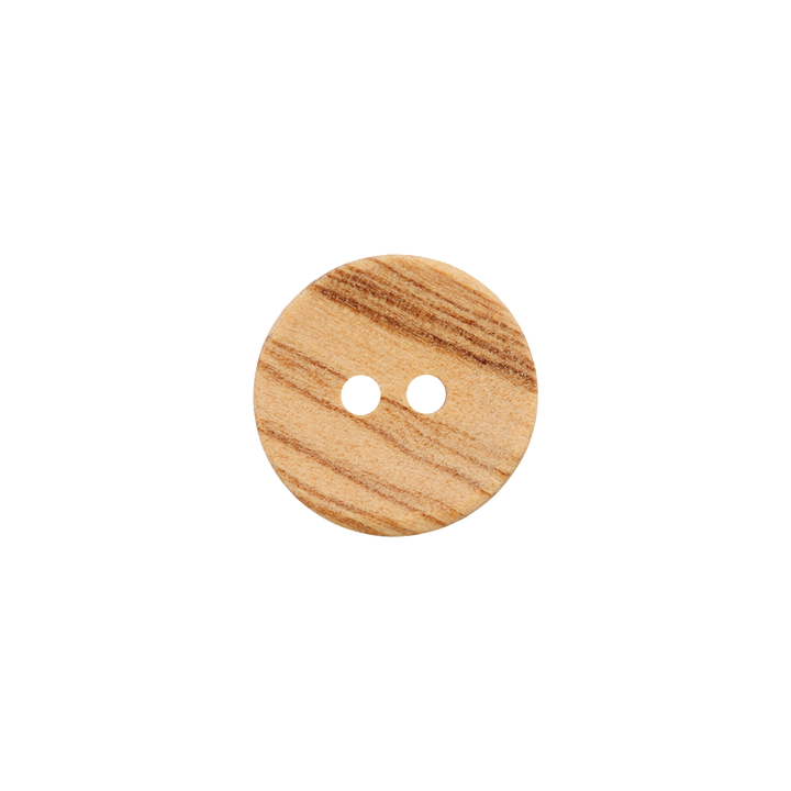 Wood button 2-holes, 15mm, beige