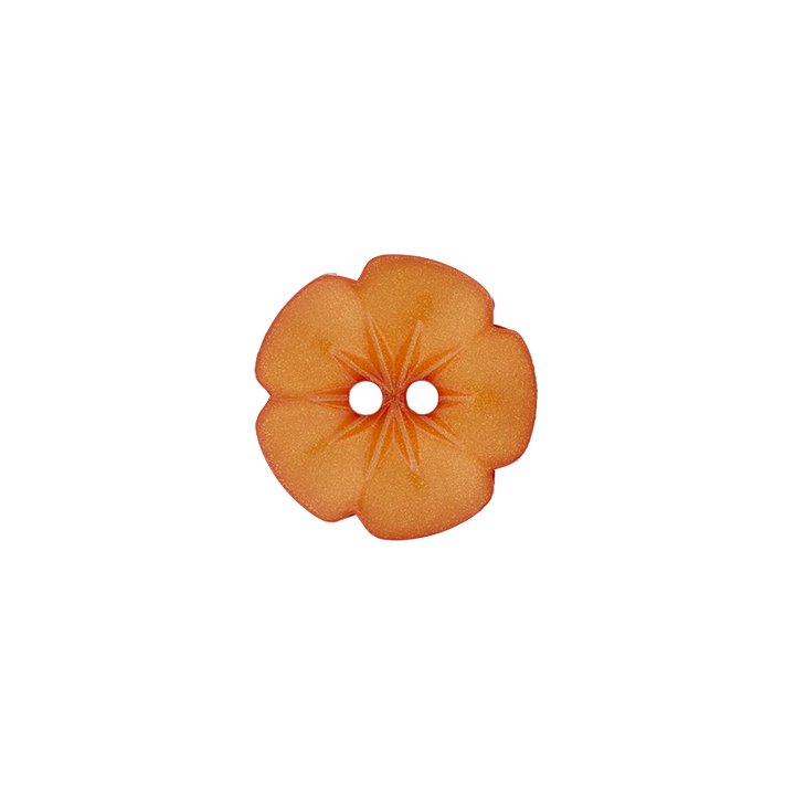 Polyesterknopf 2-Loch, Blume, 11mm, orange
