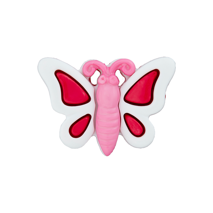 Polyesterknopf Öse, Schmetterling, 23mm, pink