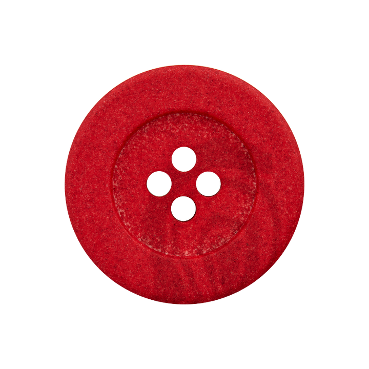 Hemp/polyester button, 4-holes, recycled, 23mm, red