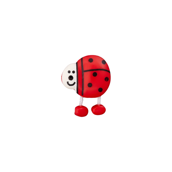 Polyester button Ladybug 15mm red