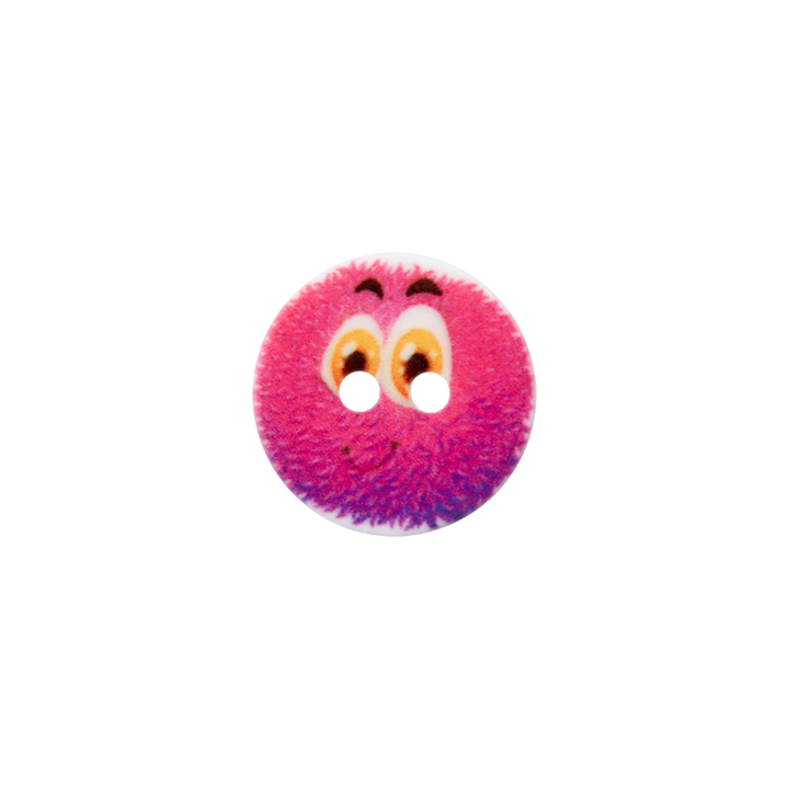 Polyesterknopf 2-Loch, Monster, 15mm, pink