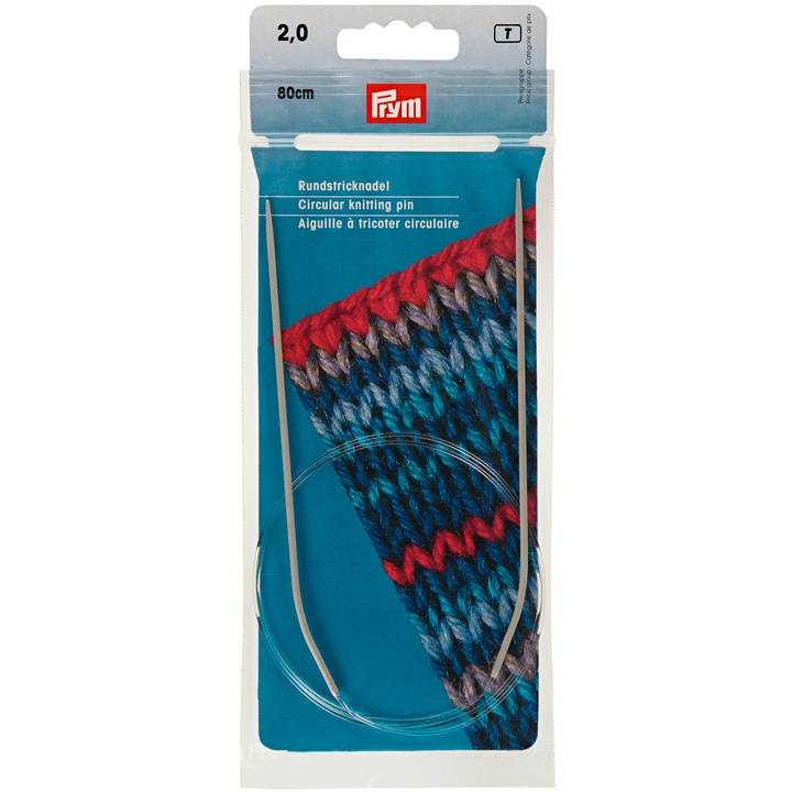 Circular knitting needles, aluminium, 80cm, 2.00mm, grey