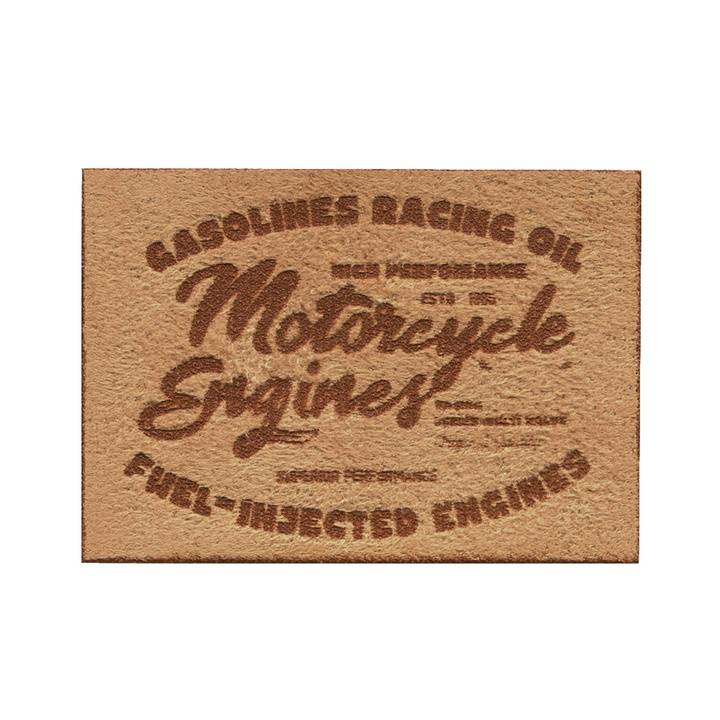 Motif décoratif Étiquette MOTORCYCLE, imitation daim, sable