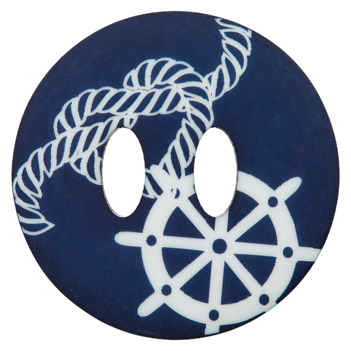 Bouton polyester 2-trous, Maritime,38mm,Volant, marine