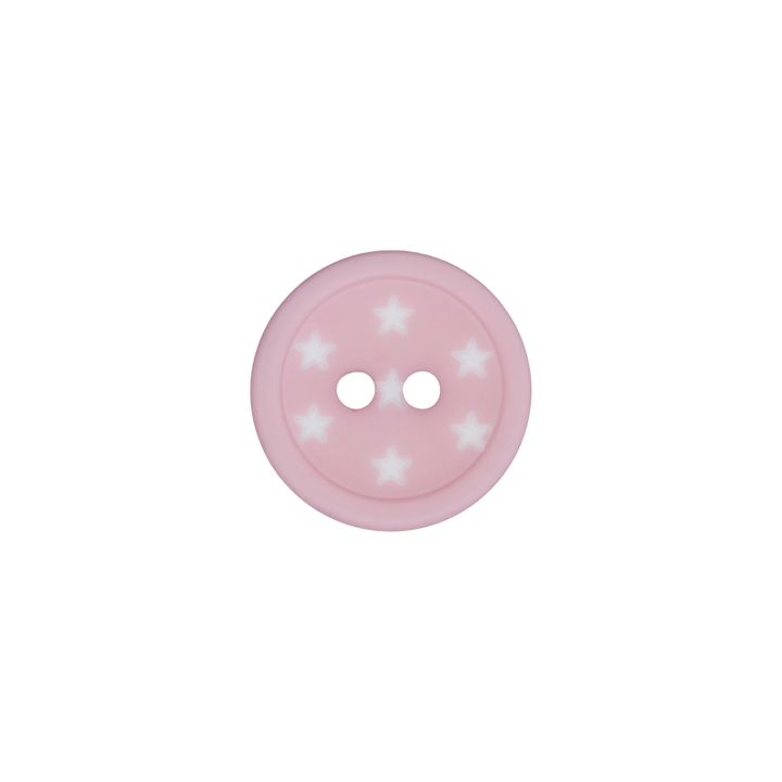 Polyester two-hole button 15mm rosa
