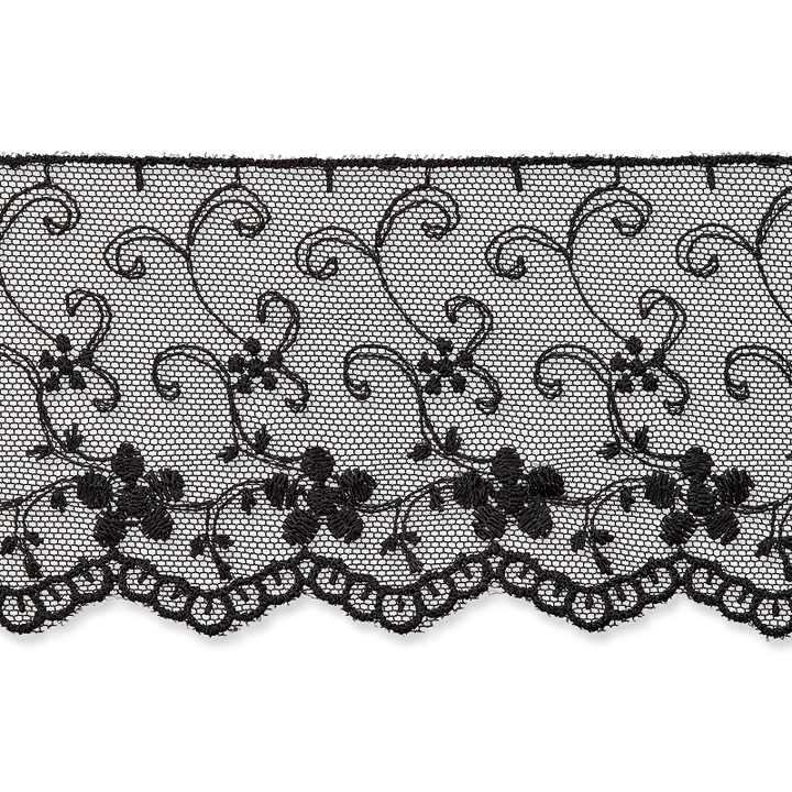 Embroidered tulle 70mm black