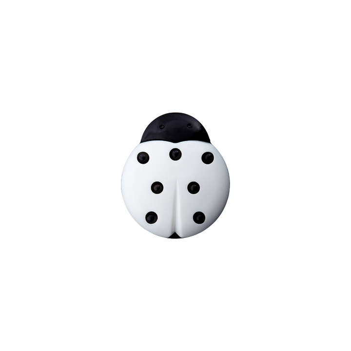 Polyester button Ladybug 18mm white