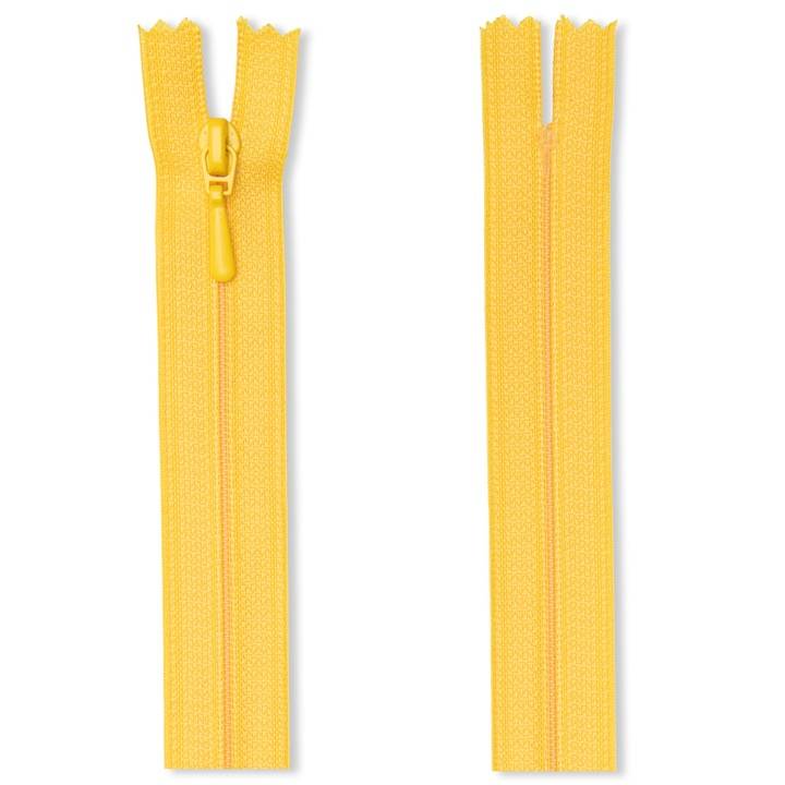 Zip fastener S2 in a film packaging (FLA), closed-end, 25cm, sun-yellow