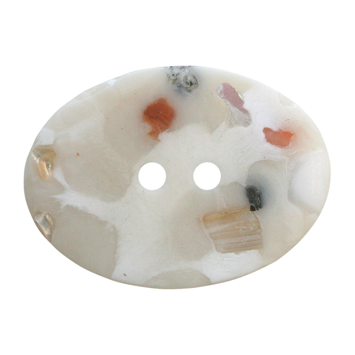 Mother of pearl/polyester button, 2-holes, recycled, 25mm, beige