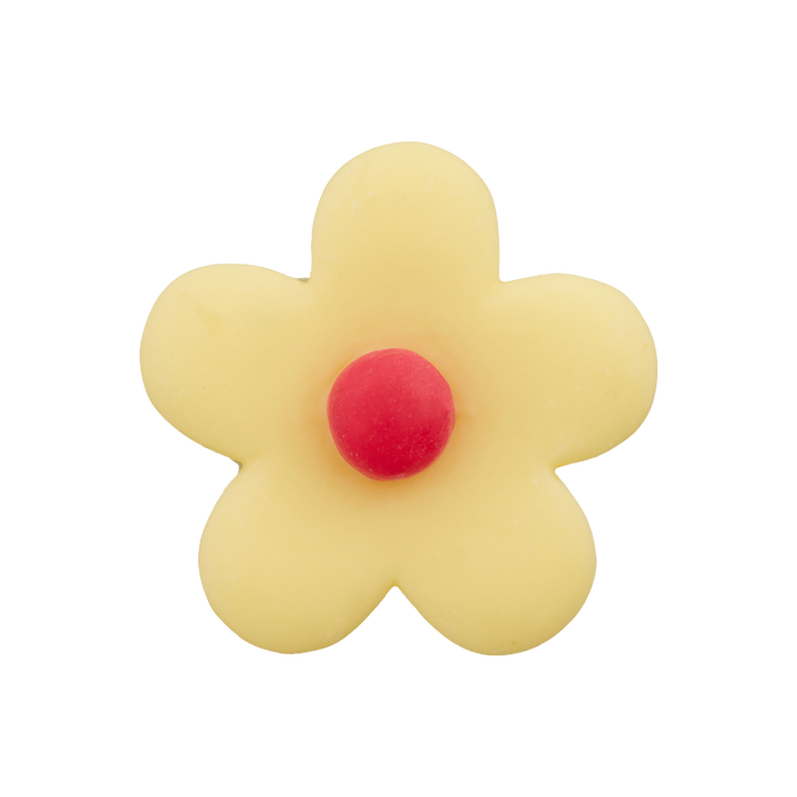 Polyester button shank, Flower, 25mm, yellow