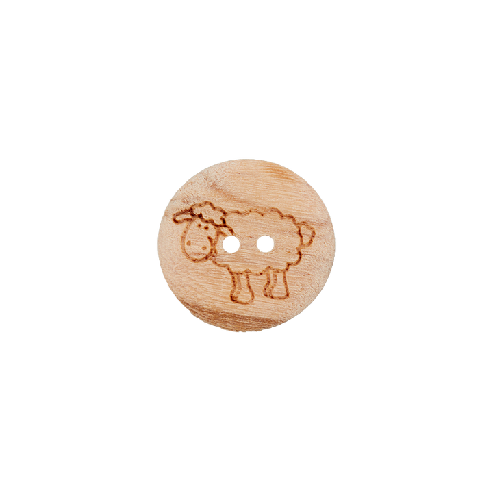 Wood two-hole button Sheep 15mm brown