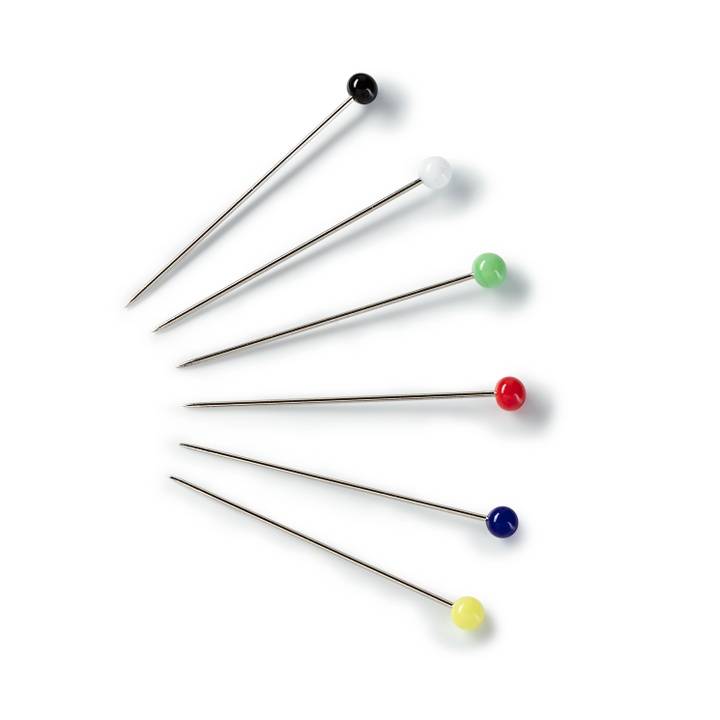 Glass-headed pins, 0.60 x 30mm, multi-colour, 100g