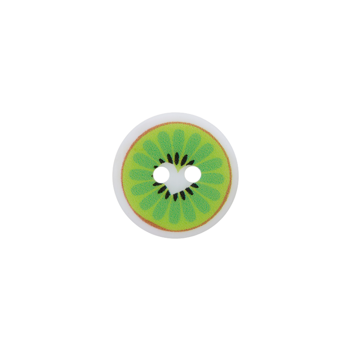 Mother of Pearl button 2-holes, Kiwi, 15mm, light green
