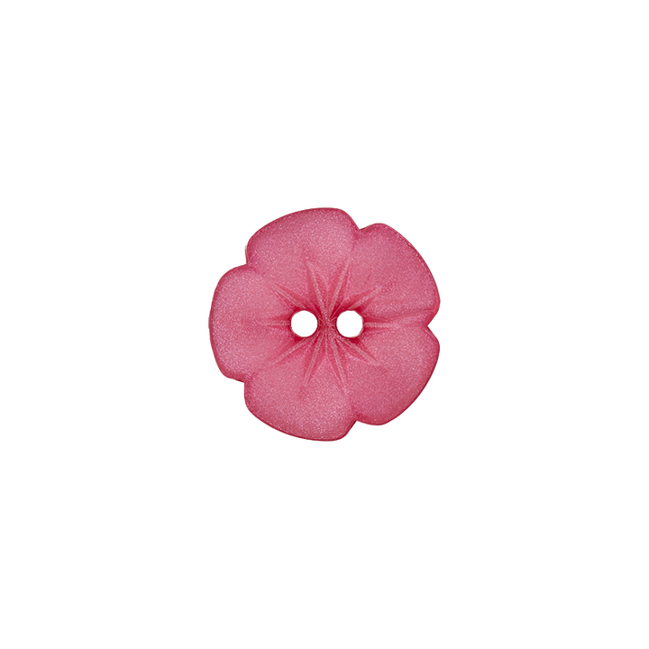 Polyesterknopf 2-Loch, Blume, 11mm, pink