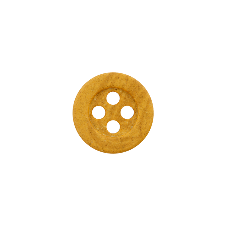 Hemp/polyester button, 4-holes, recycled, 11mm, curry