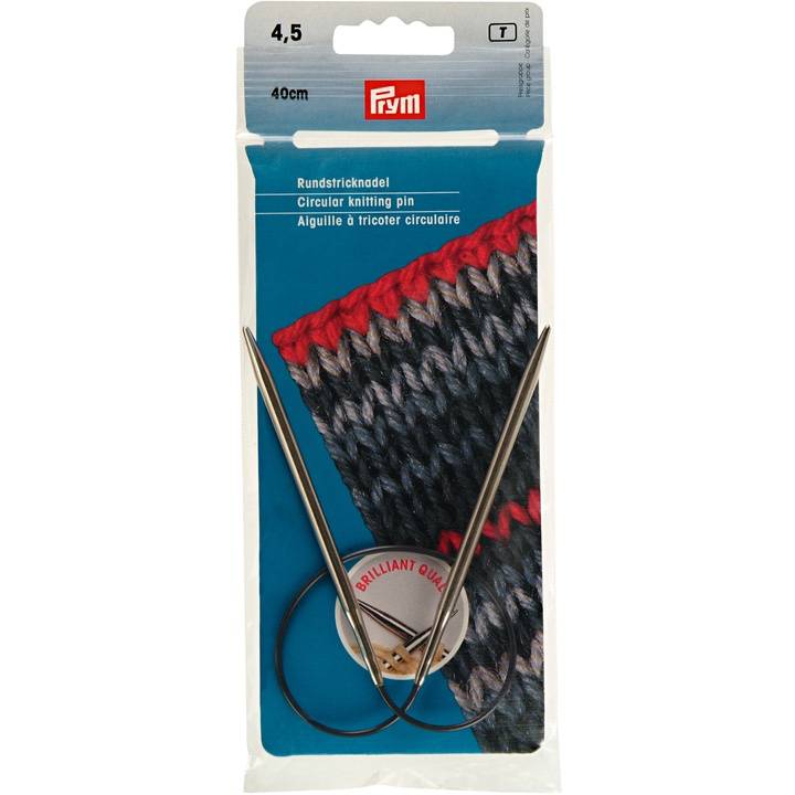 Circular knitting needles, 40cm, 4.50mm, silver-coloured