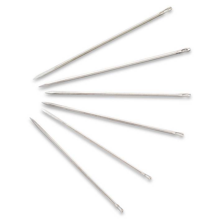 Leather needles, No. 3-7, assorted, silver-coloured