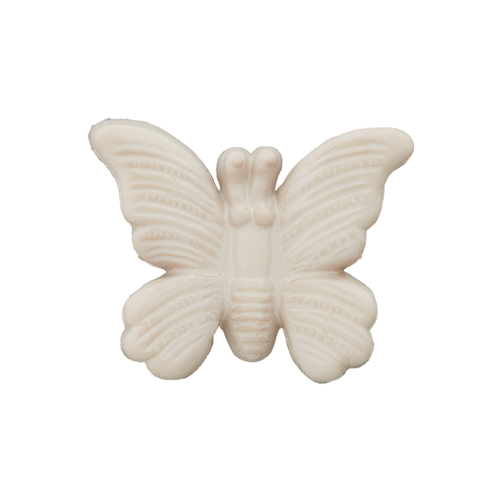 Polyesterknopf Öse, Schmetterling, 19mm, hellgrau