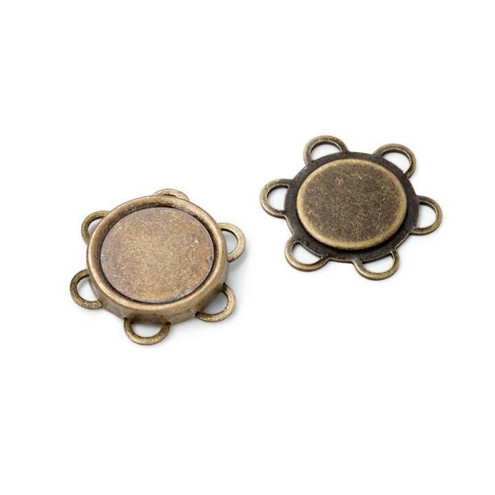 Magnetic sew-on button 25mm antique brass