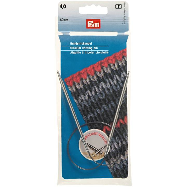 Circular knitting needles, 40cm, 4.00mm, silver-coloured