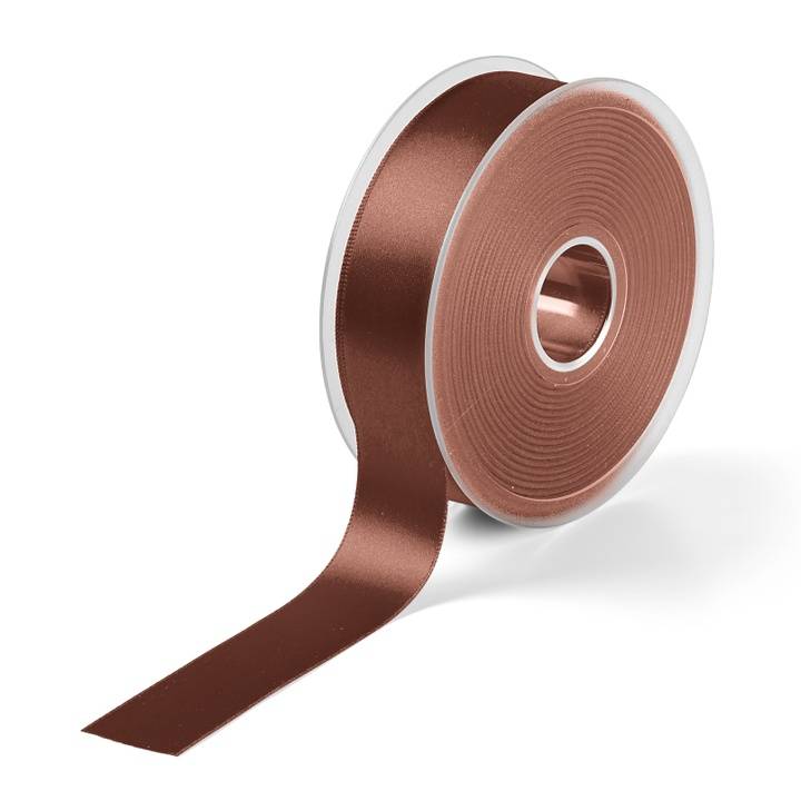 Satin ribbon, 25mm, mid-brown