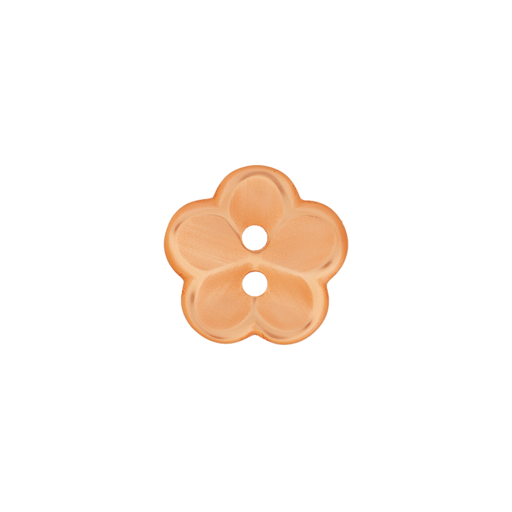 Polyesterknopf 2-Loch, Blume, 18mm, orange