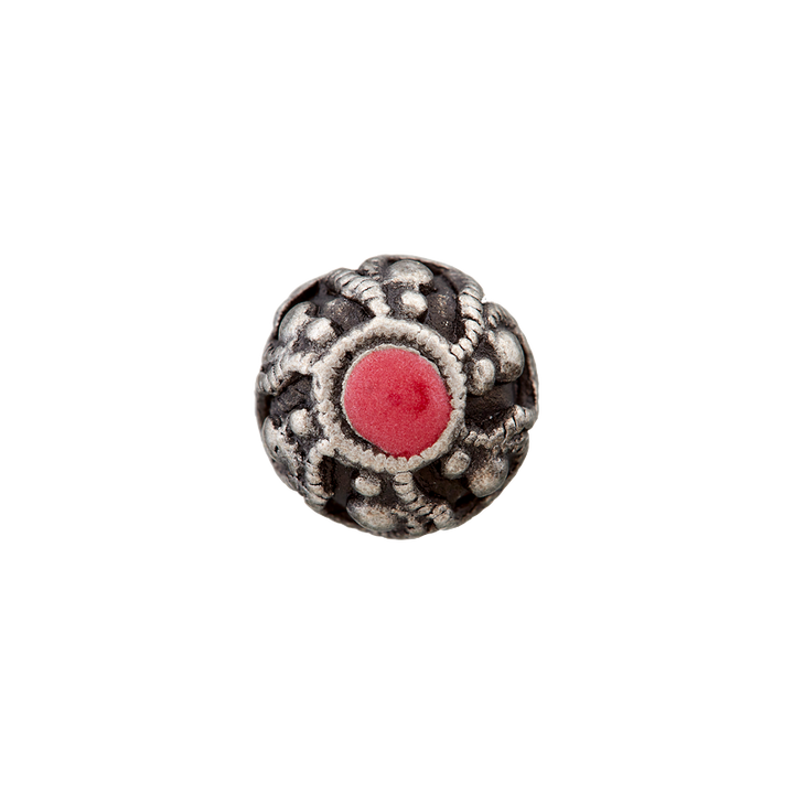 Bouton métal/polyester pied, 10mm, rouge