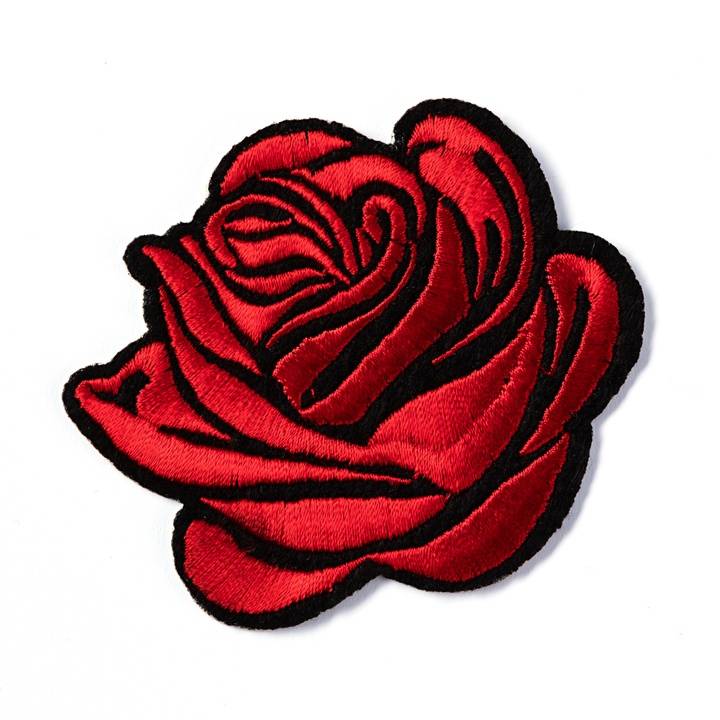 Appliqué Rose red/black