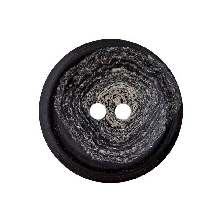 Hanf/Polyesterknopf 2-Loch, recycelt, 15mm, schwarz