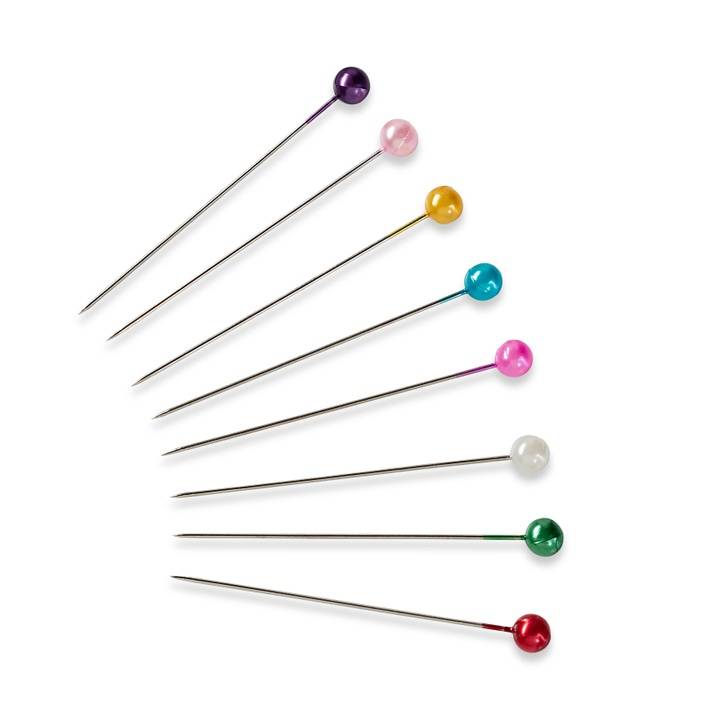Pearl-headed pins 0.58 x 40 mm multi-colour assorted, card with box