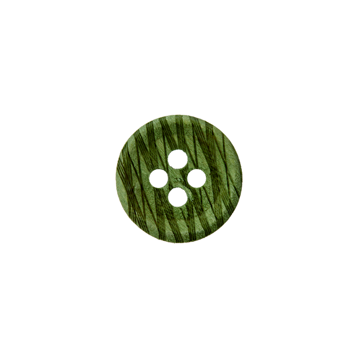 Bouton bois 4-trous,12mm, vert foncé