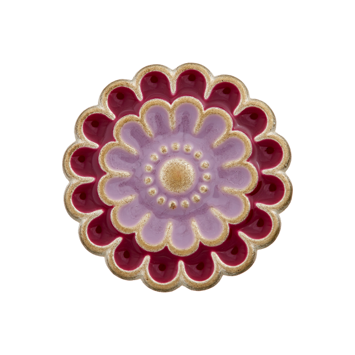 Metal/Polyester button shank, Flower, 20mm, old rose/lilac