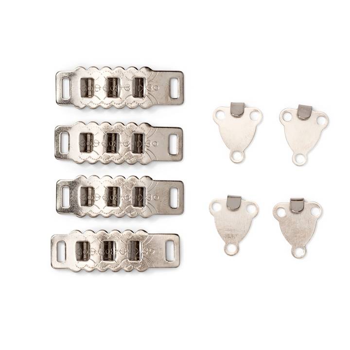 Skirt and trouser hooks and bars, 4mm, silver-coloured