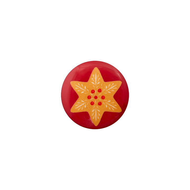 Polyester button shank, Gingerbread star, 18mm, dark red