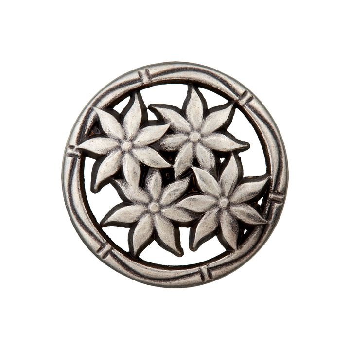 Пуговица «Эдельвейс», металлическая, на ножке, 20 мм, цвет состаренного серебра