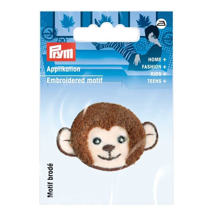 Applique Monkey's head, beige/brown