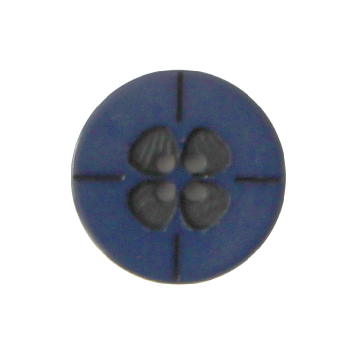 Polyester button 4-holes, Flower, 23mm, navy
