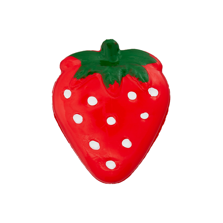 Polyesterknopf Öse, Erdbeere, 21mm, rot