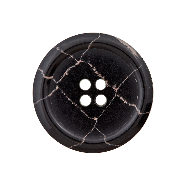 Polyesterknopf 4-Loch, recycelt, 18mm, schwarz