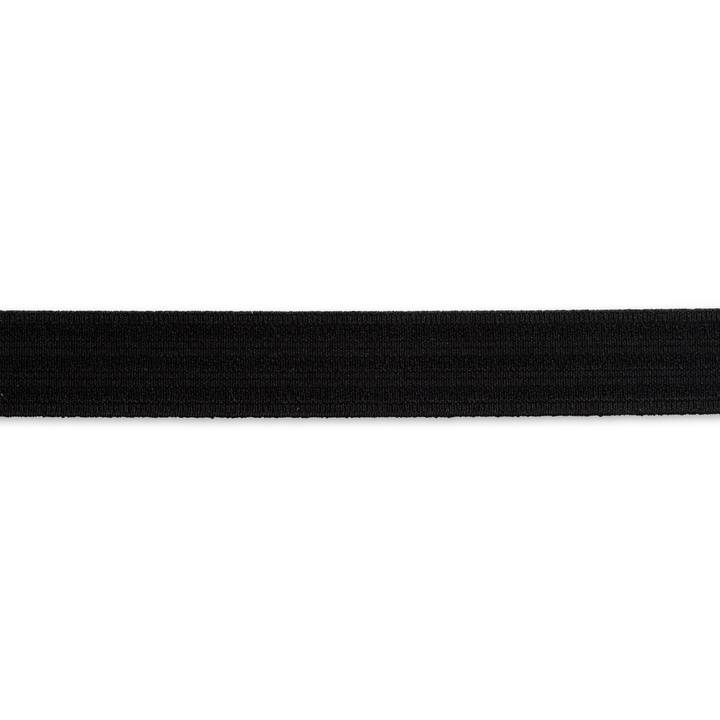 Seamed elastic tape, 25mm, black, 10m
