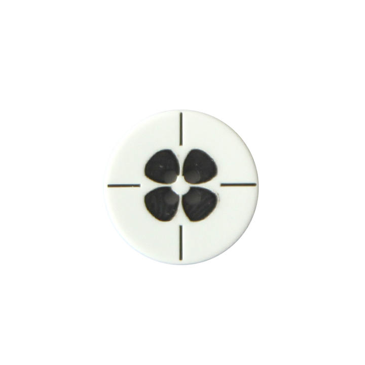 Polyesterknopf, 4-Loch, Blume, 18mm, weiß