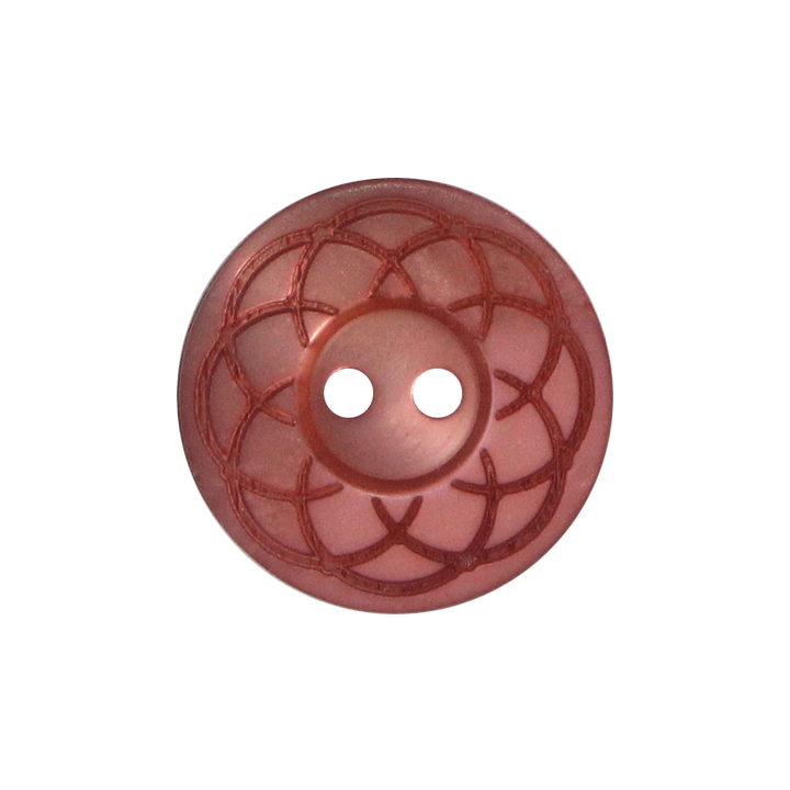 Polyester button 2-holes, Flower, 20mm, old rose