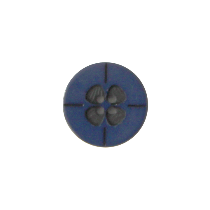 Polyesterknopf, 4-Loch, Blume, 18mm, marine
