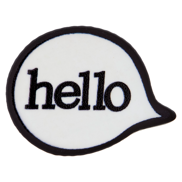 Decorative pin hello, 28mm, white