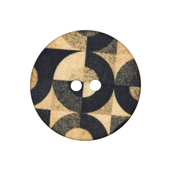 Polyesterknopf 2-Loch, Kreis, 23mm, schwarz