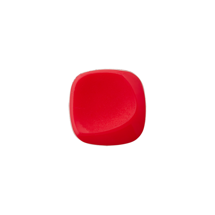 Bouton polyester pied, forme carrée, 12mm, rouge